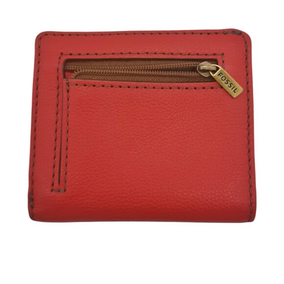 Fossil Madison Bifold Purple Rose Gold and Coral Faux Leather Wallet - Picture 2 of 9